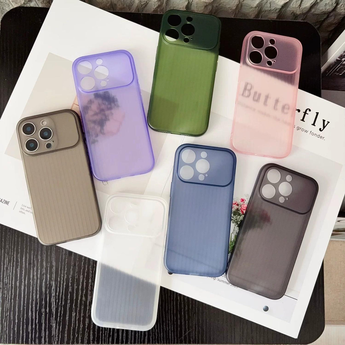 For iPhone 15 Pro TPU Large Window Cooling Corrugated Phone Case - White - EDA009738406A