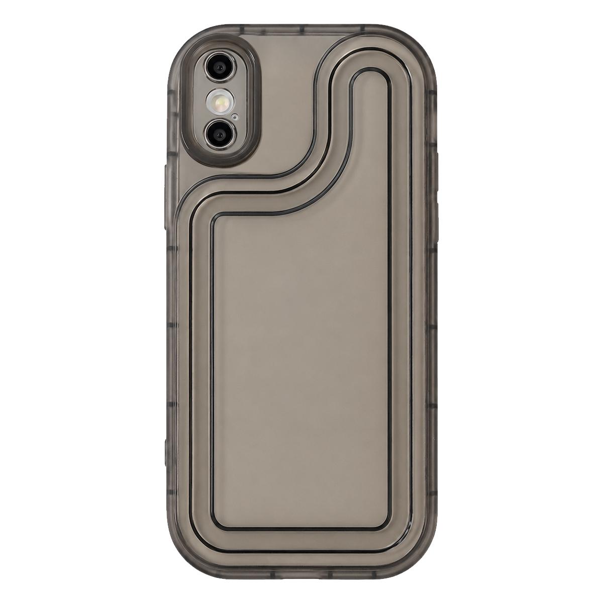 For iPhone XS Circuit Round Photo Frame TPU Phone Case - Black - EDA009739329B