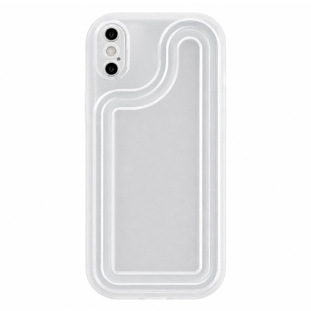 For iPhone X Circuit Round Photo Frame TPU Phone Case - Transparent - EDA009739330A
