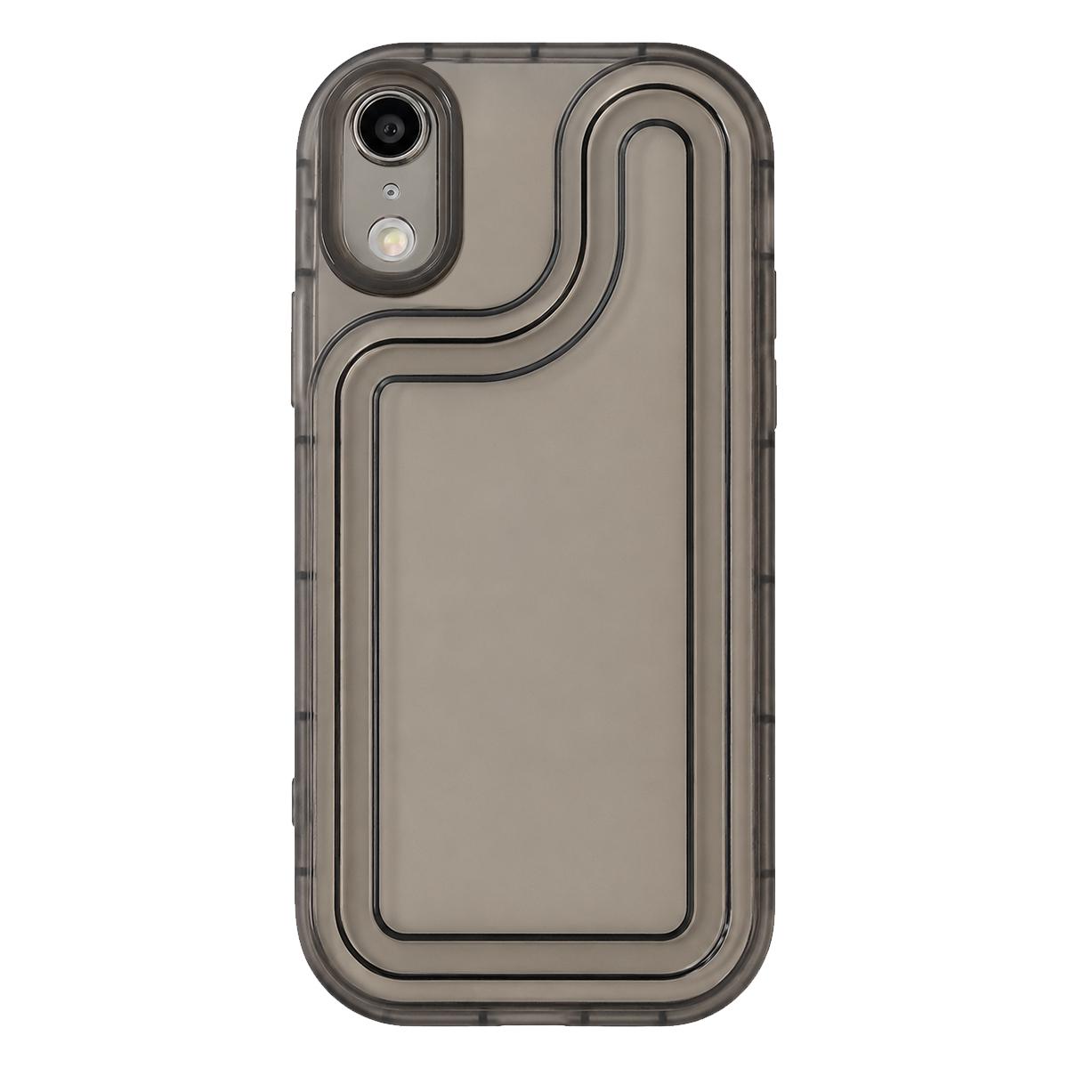 For iPhone XR Circuit Round Photo Frame TPU Phone Case - Black - EDA009739331B