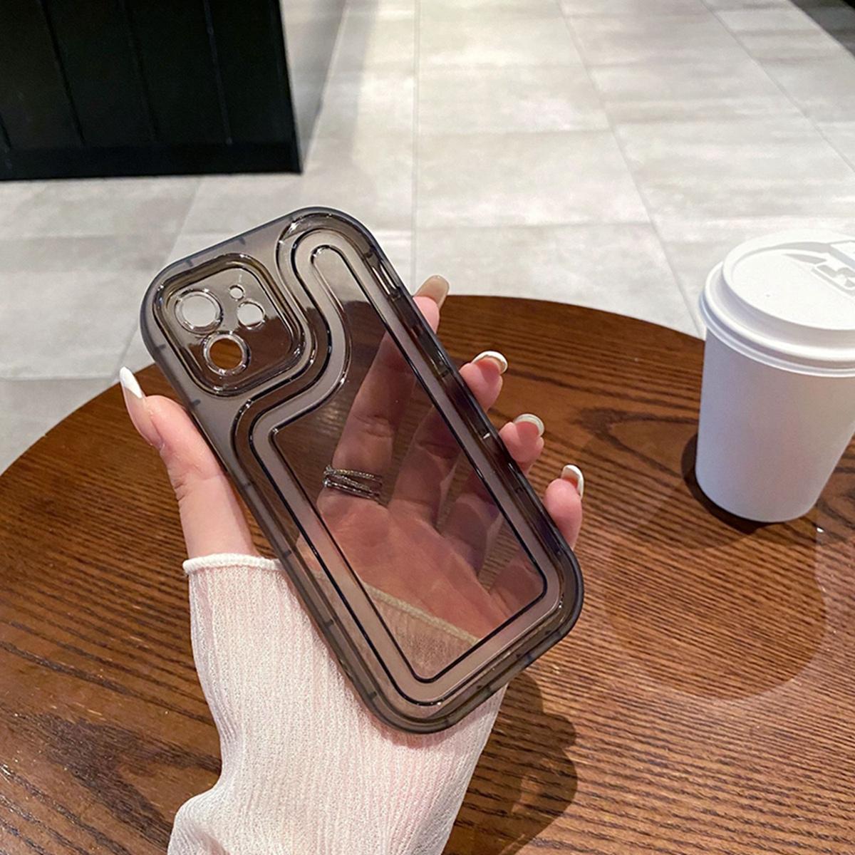 For iPhone XR Circuit Round Photo Frame TPU Phone Case - Black - EDA009739331B