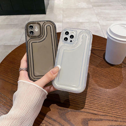 For iPhone 16 Circuit Round Photo Frame TPU Phone Case - Transparent - EDA009739308A