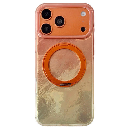 For iPhone 17 Pro Gradient Glacier 360 Magnetic Holder Phone Case - Orange - EDA009739602A