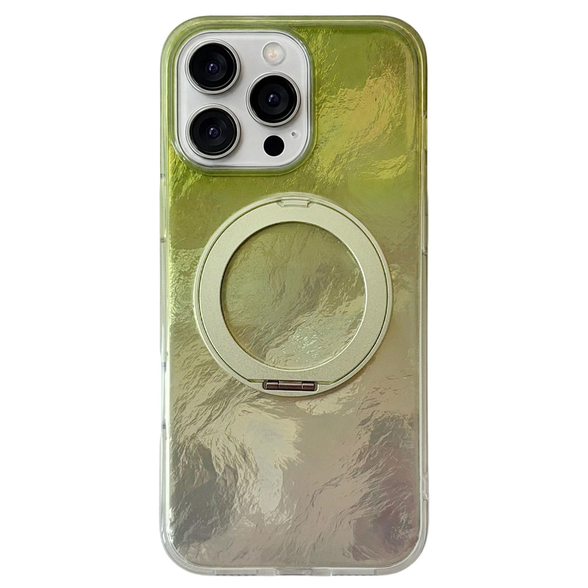 For iPhone 16 Pro Gradient Glacier 360 Magnetic Holder Phone Case - Green - EDA009739605E