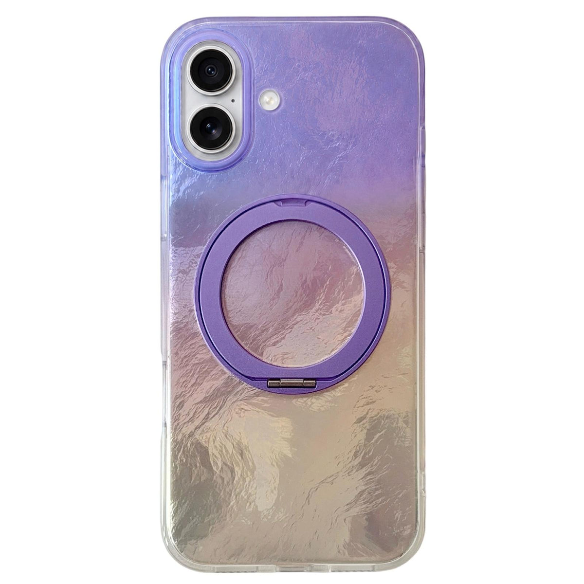 For iPhone 16 Gradient Glacier 360 Magnetic Holder Phone Case - Purple - EDA009739606C