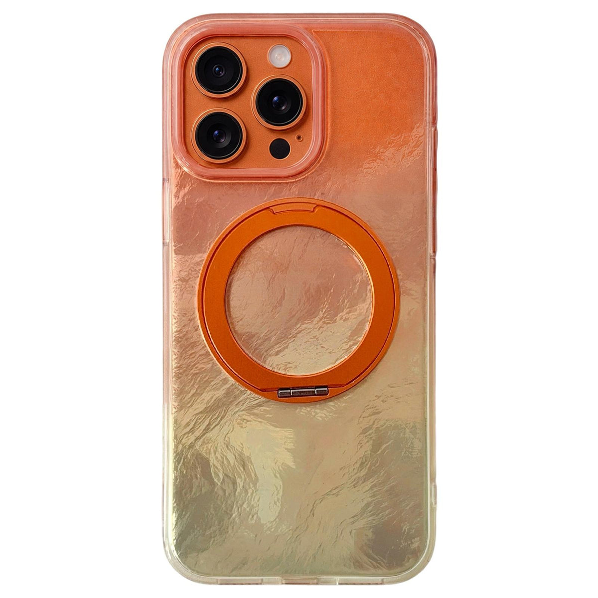 For iPhone 15 Pro Max Gradient Glacier 360 Magnetic Holder Phone Case - Orange - EDA009739607A