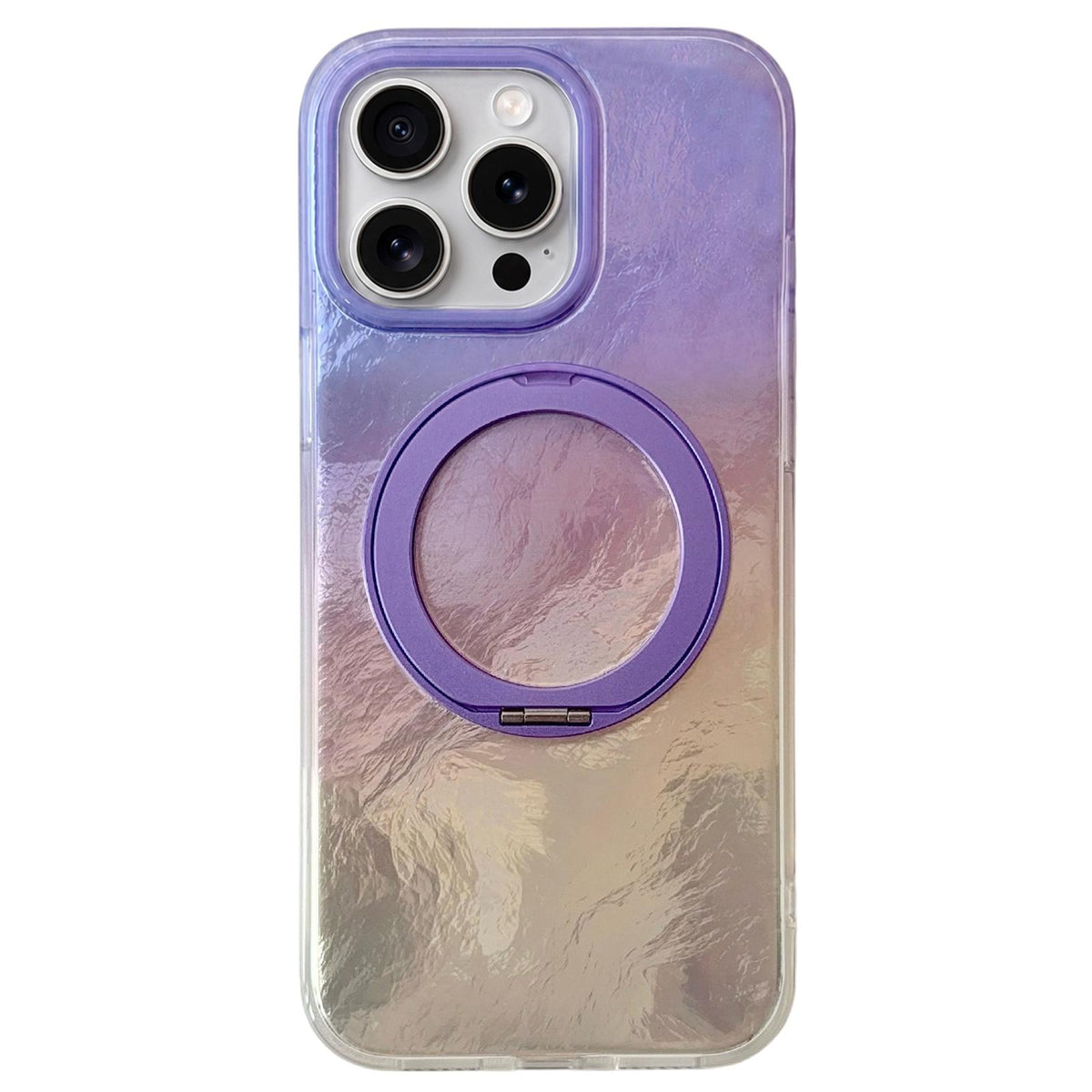 For iPhone 15 Pro Gradient Glacier 360 Magnetic Holder Phone Case - Purple - EDA009739608C