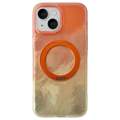For iPhone 15 Gradient Glacier 360 Magnetic Holder Phone Case - Orange - EDA009739609A