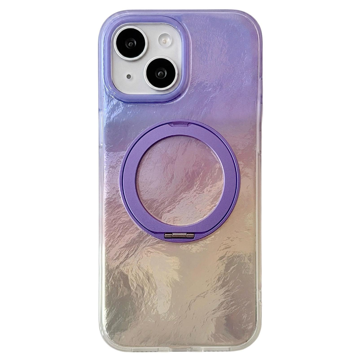 For iPhone 15 Gradient Glacier 360 Magnetic Holder Phone Case - Purple - EDA009739609C