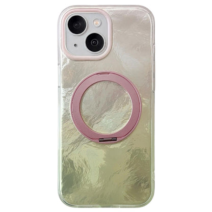 For iPhone 15 Gradient Glacier 360 Magnetic Holder Phone Case - Pink - EDA009739609D