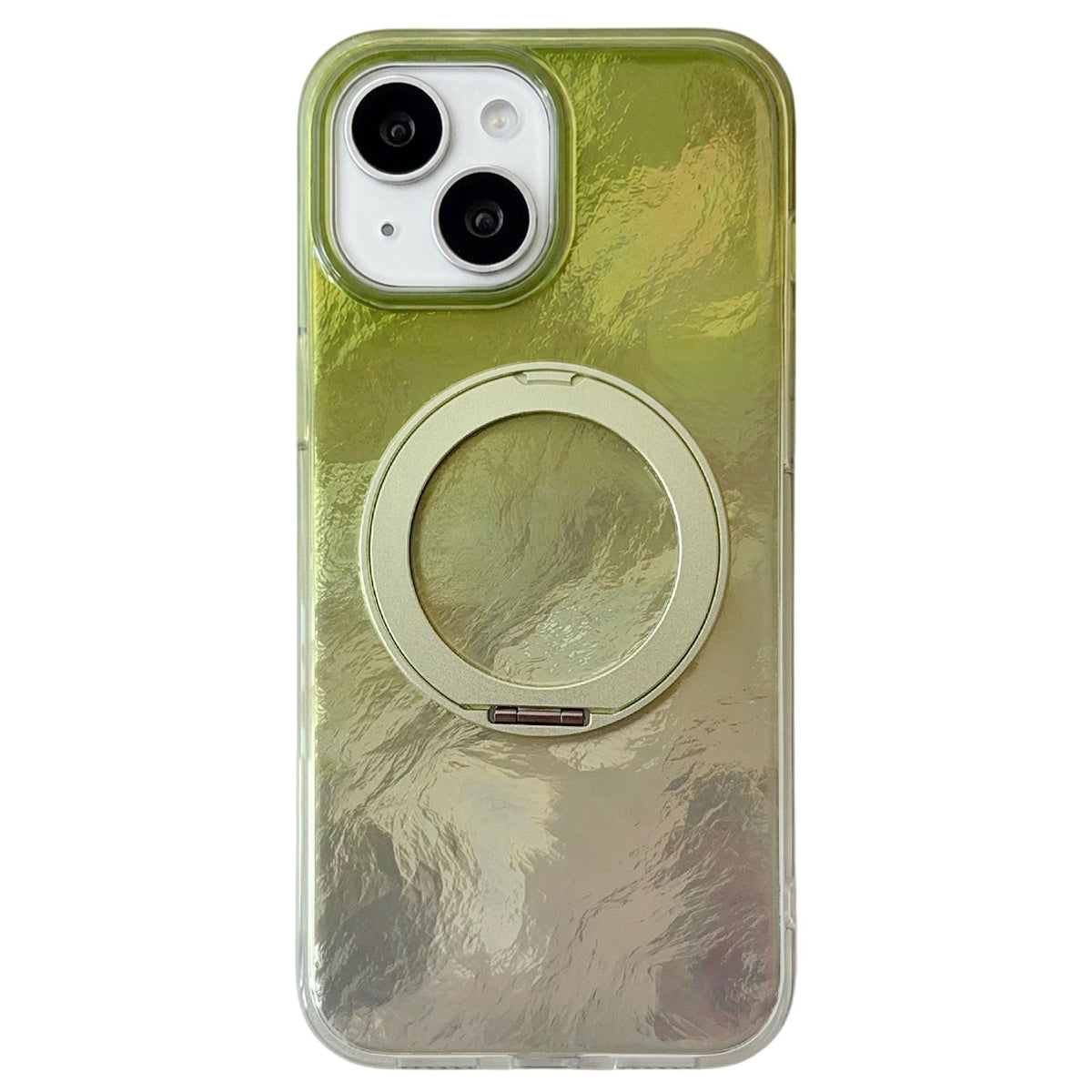 For iPhone 15 Gradient Glacier 360 Magnetic Holder Phone Case - Green - EDA009739609E