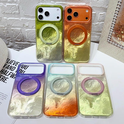 For iPhone 16 Gradient Glacier 360 Magnetic Holder Phone Case - Orange - EDA009739606A