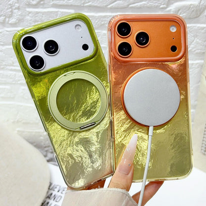 For iPhone 15 Pro Max Gradient Glacier 360 Magnetic Holder Phone Case - Orange - EDA009739607A