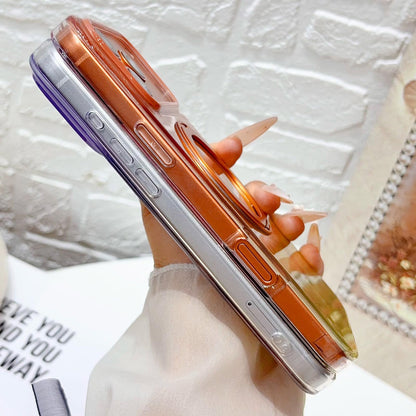 For iPhone 15 Pro Gradient Glacier 360 Magnetic Holder Phone Case - Orange - EDA009739608A