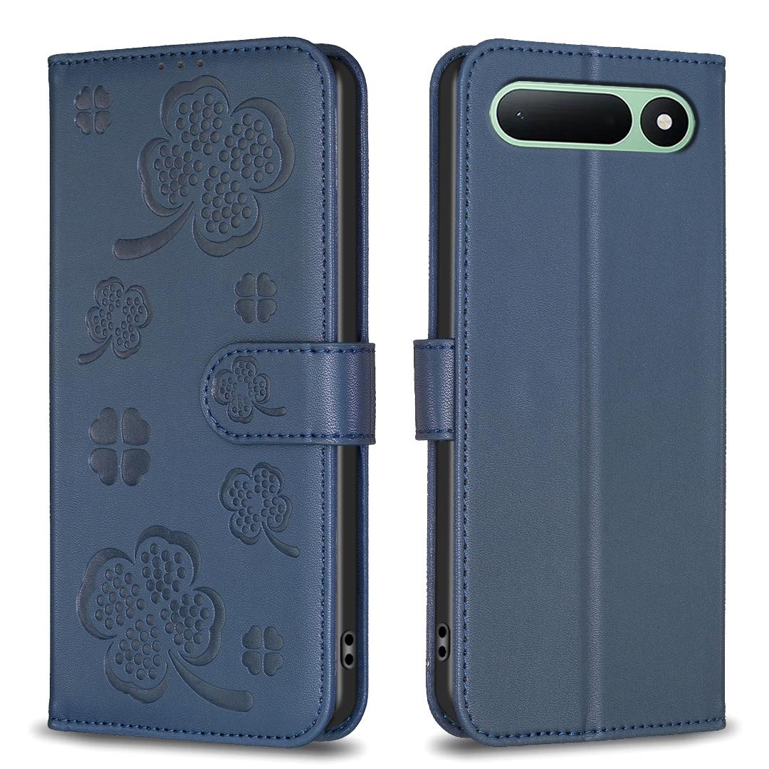 For Tecno Spark 50 5G Four-leaf Embossed Leather Phone Case - Blue - EDA009740301B