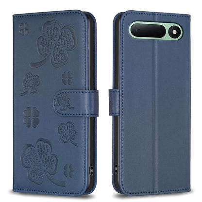 For Tecno Spark 50 5G Four-leaf Embossed Leather Phone Case - Blue - EDA009740301B