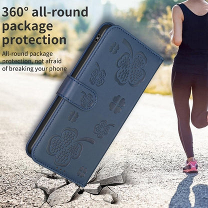 For Tecno Spark 50 5G Four-leaf Embossed Leather Phone Case - Blue - EDA009740301B