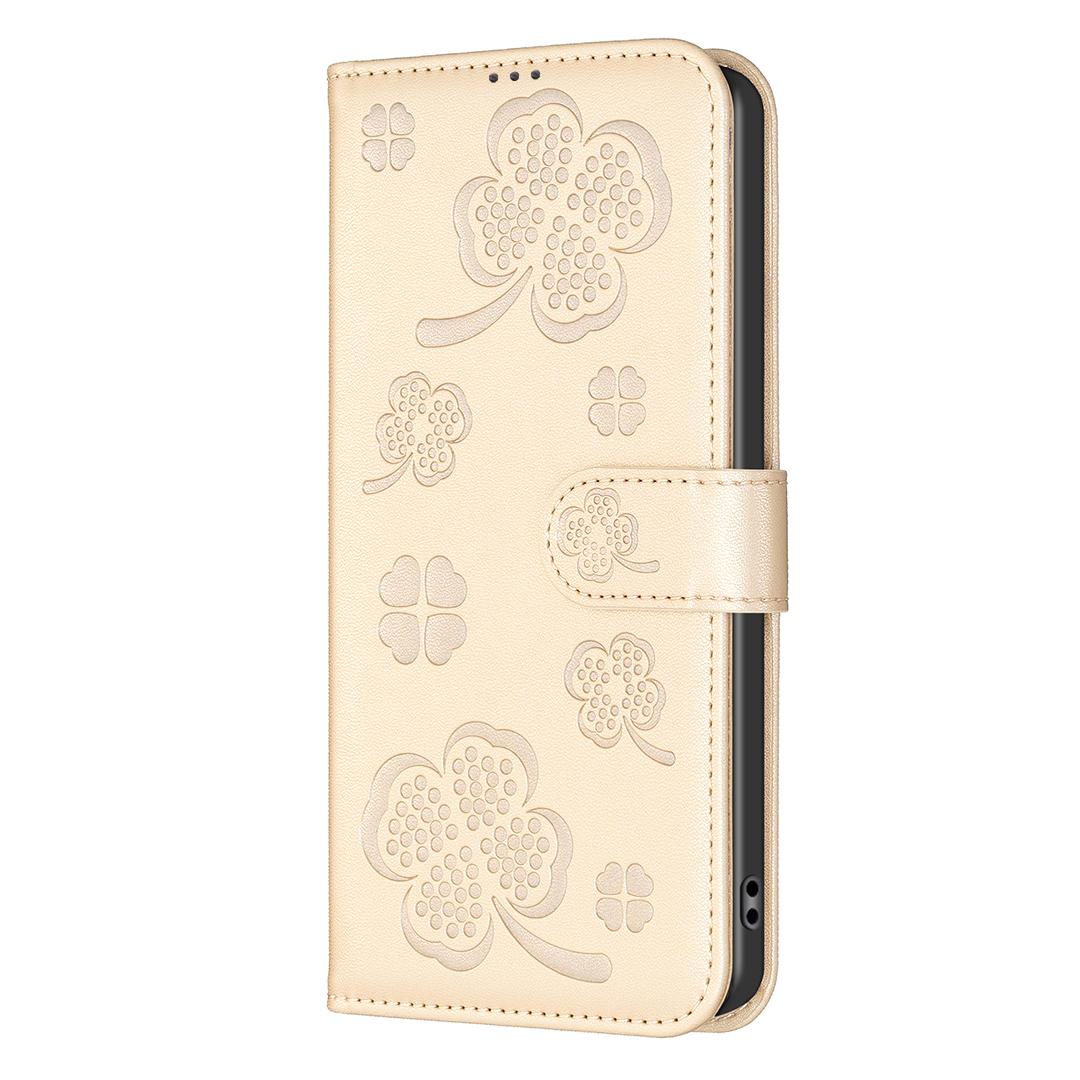 For Tecno Spark 50 5G Four-leaf Embossed Leather Phone Case - Gold - EDA009740301E