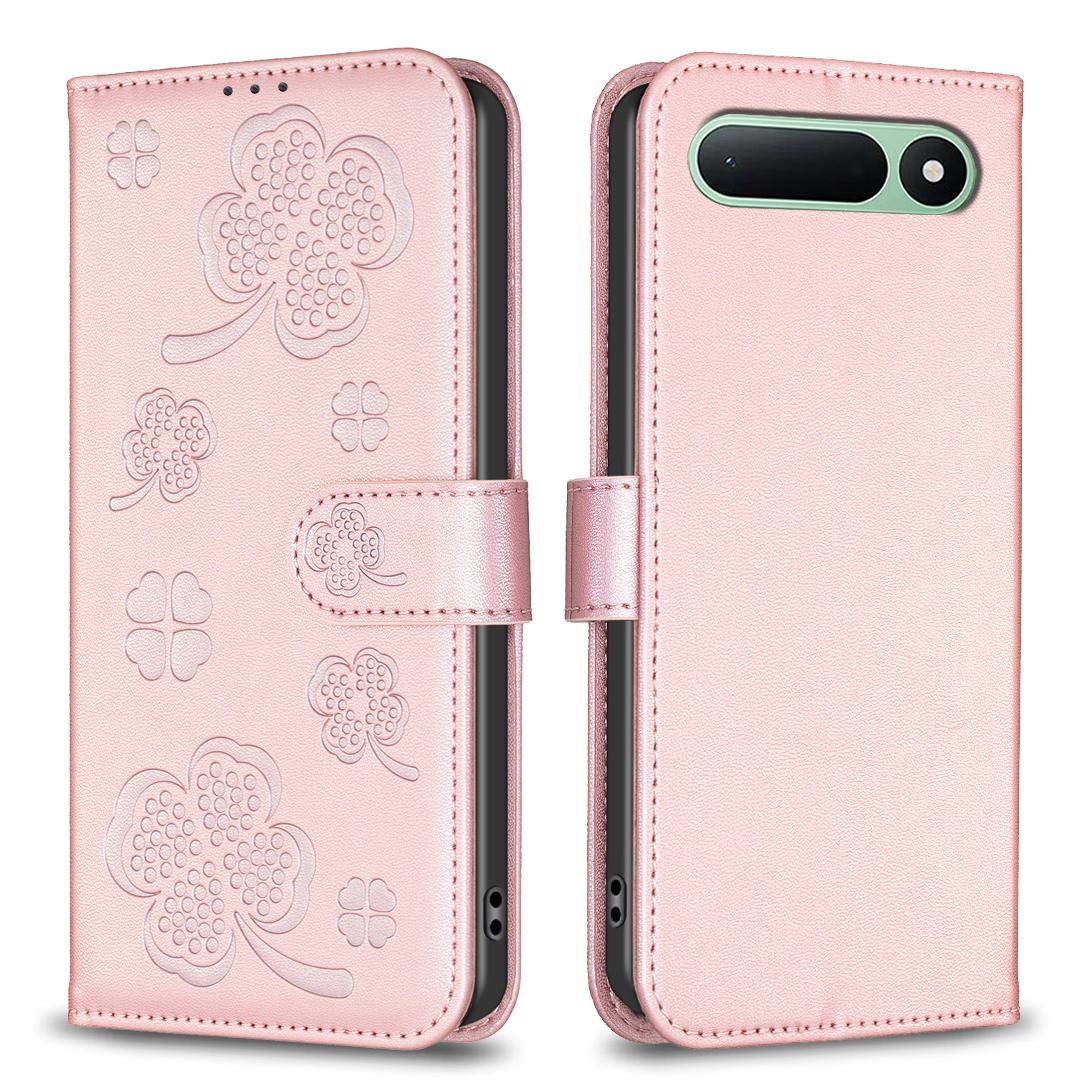 For Tecno Spark 50 5G Four-leaf Embossed Leather Phone Case - Pink - EDA009740301F
