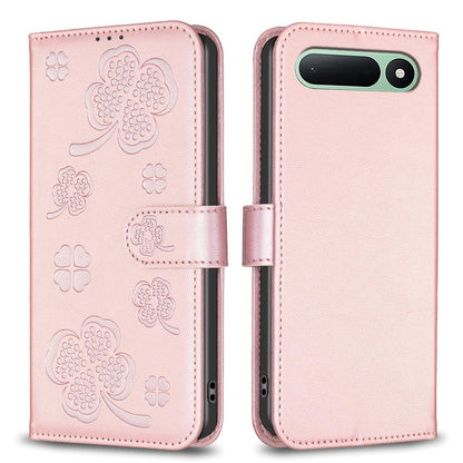 For Tecno Spark 50 5G Four-leaf Embossed Leather Phone Case - Pink - EDA009740301F