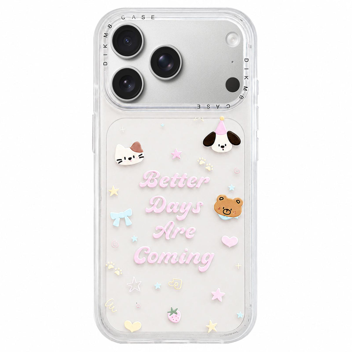 For iPhone 17 Pro Skin Feel Frosted Cartoon Sticker Acrylic Phone Case - Inspirational English Animal Heads - EDA009740402E