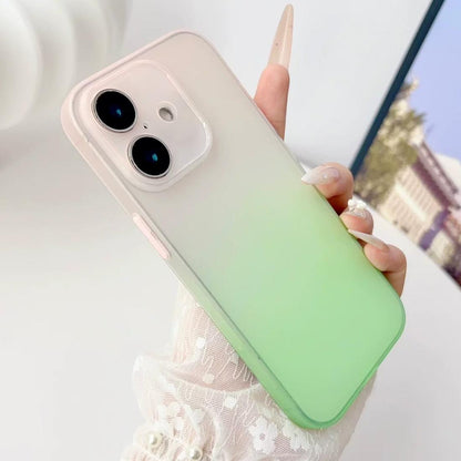 For iPhone 17 Gradient Frosted TPU Full Coverage Phone Case - Pink Green - EDA009740603A