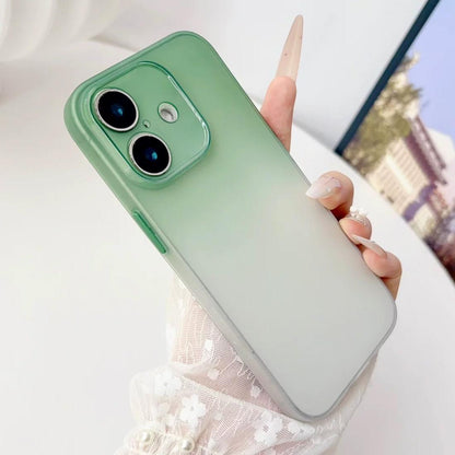 For iPhone 17 Gradient Frosted TPU Full Coverage Phone Case - Green White - EDA009740603D