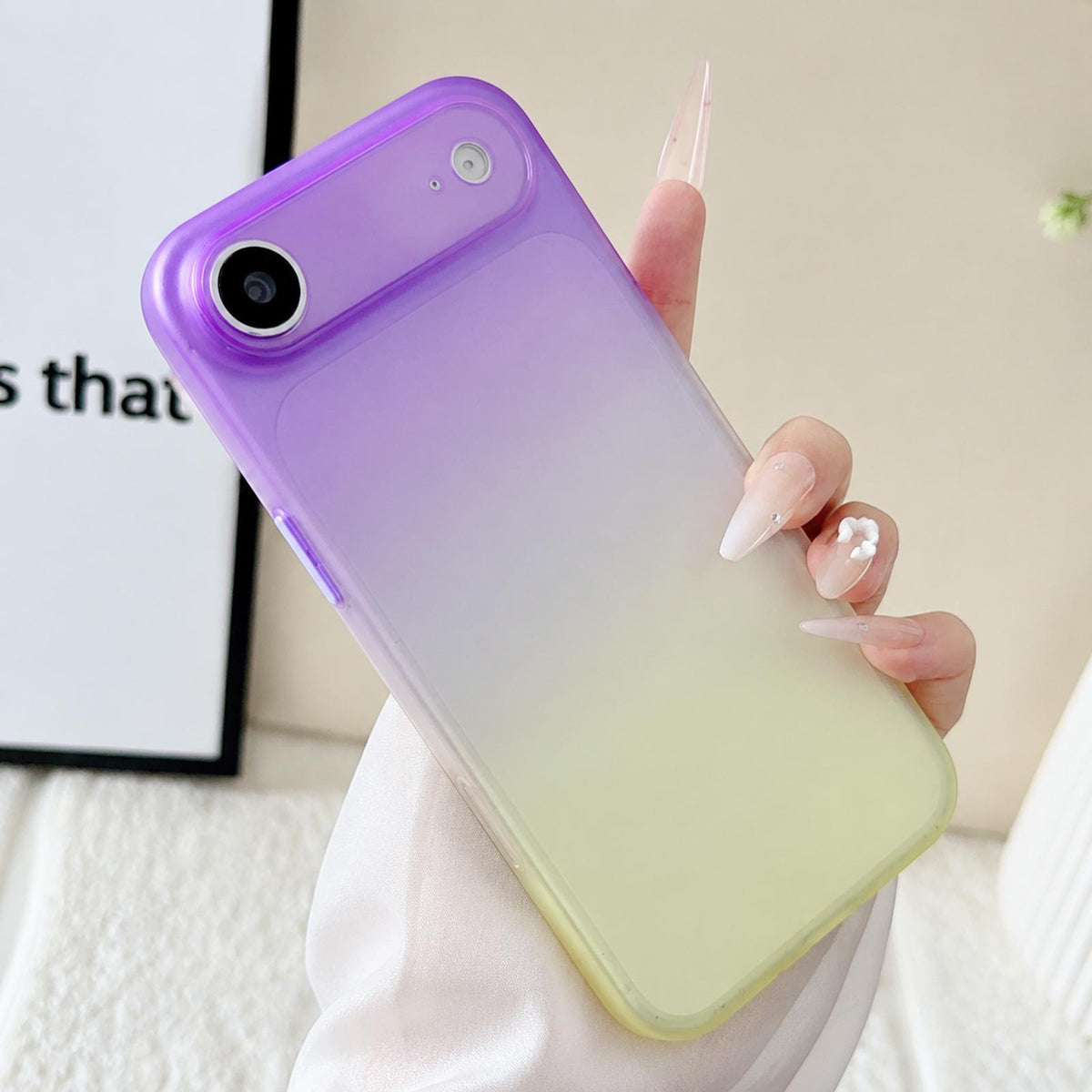 For iPhone Air Gradient Frosted TPU Full Coverage Phone Case - Purple Yellow - EDA009740604B
