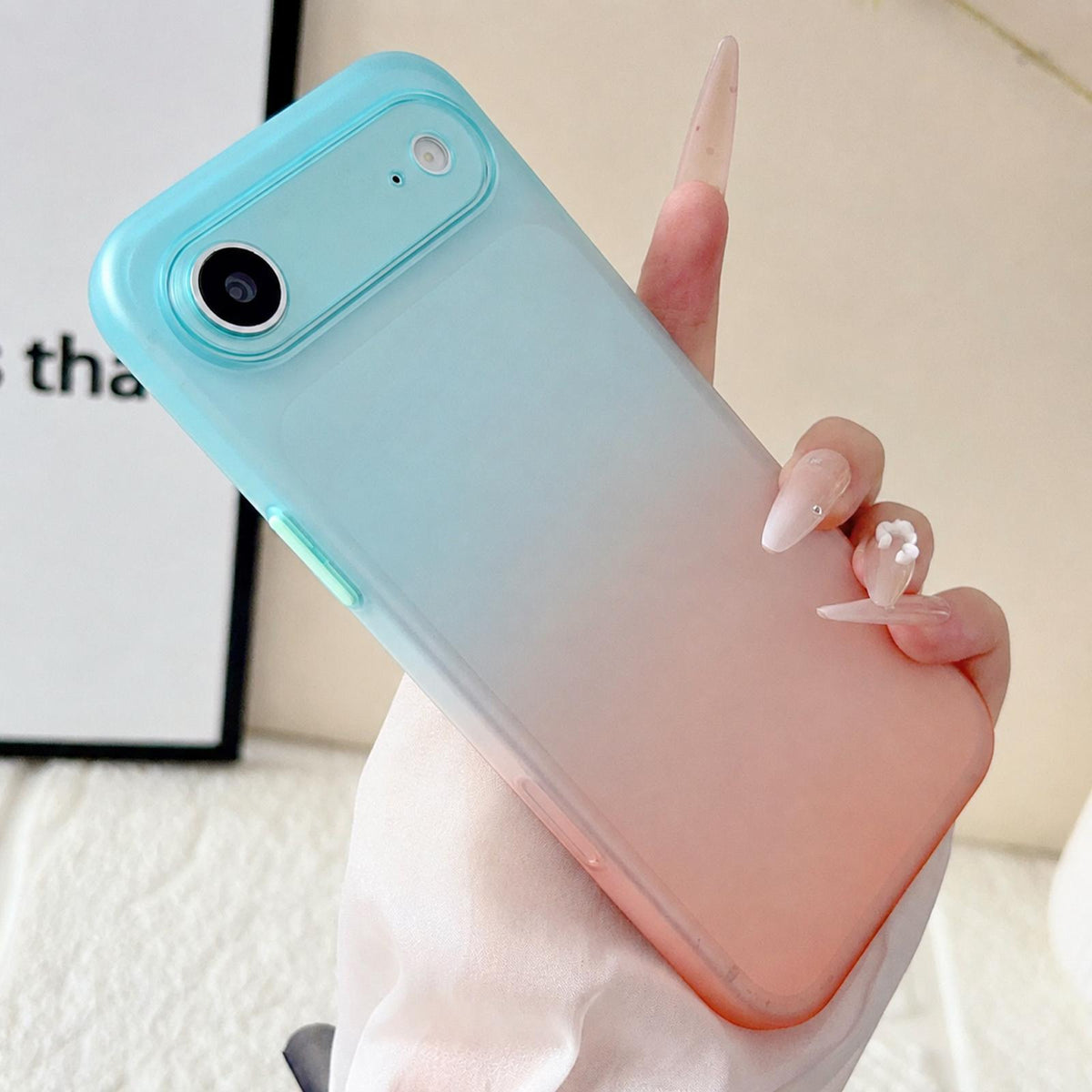 For iPhone Air Gradient Frosted TPU Full Coverage Phone Case - Blue Orange - EDA009740604C