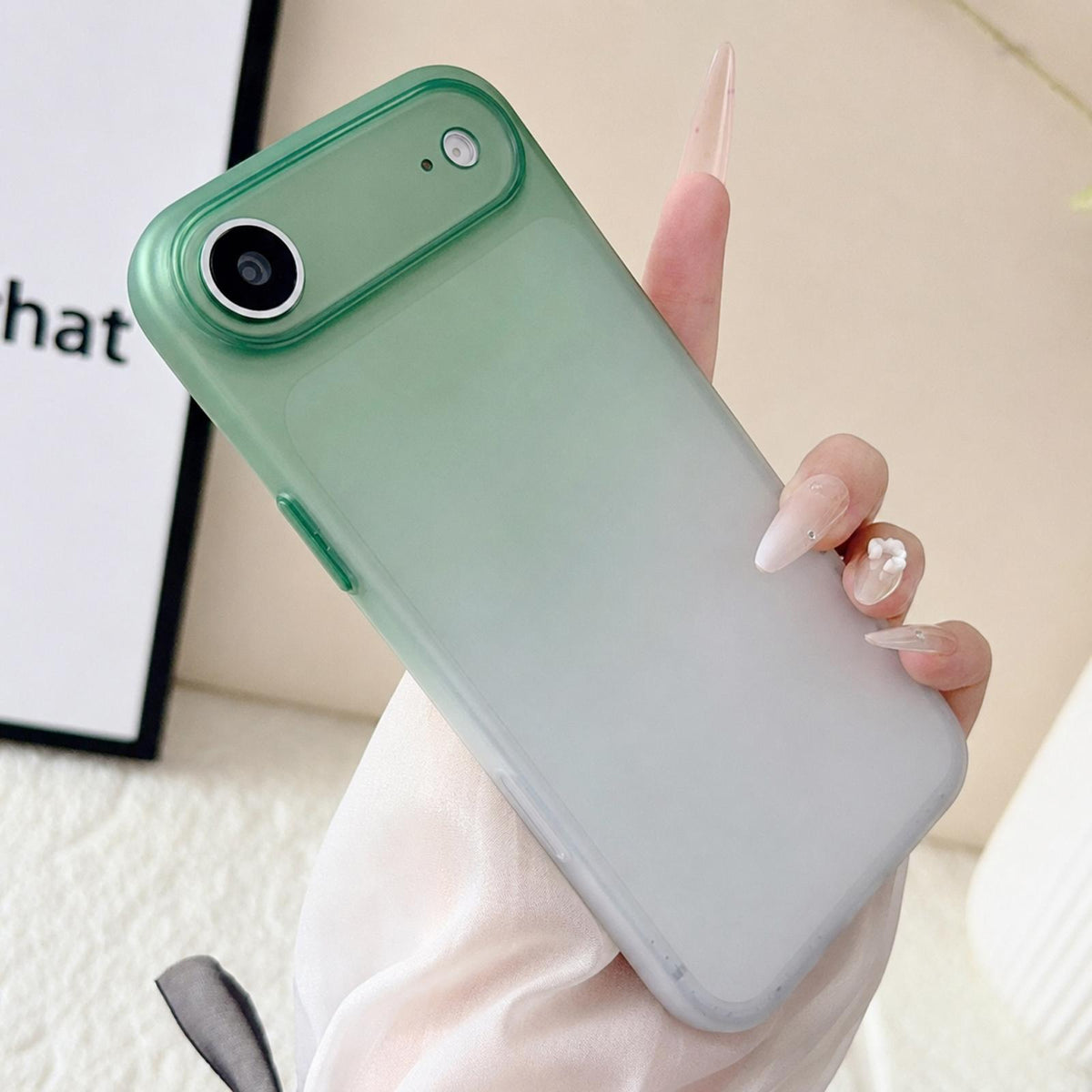 For iPhone Air Gradient Frosted TPU Full Coverage Phone Case - Green White - EDA009740604D