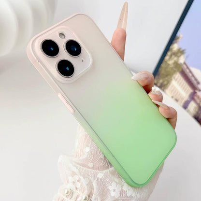 For iPhone 11 Pro Max Gradient Frosted TPU Full Coverage Phone Case - Pink Green - EDA009740623A