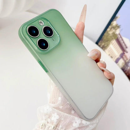For iPhone 11 Pro Max Gradient Frosted TPU Full Coverage Phone Case - Green White - EDA009740623D