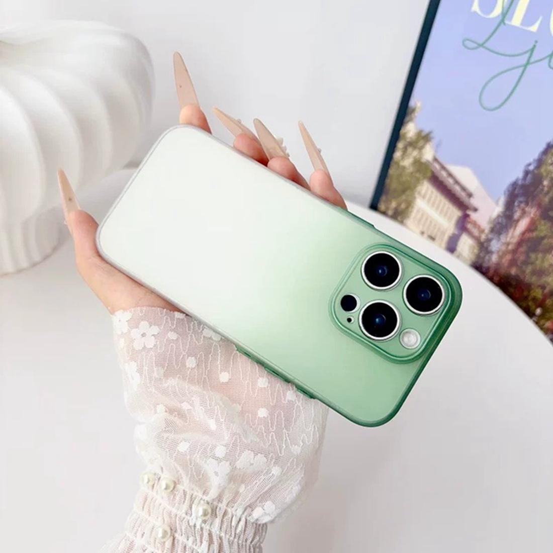 For iPhone 13 Pro Gradient Frosted TPU Full Coverage Phone Case - Blue Orange - EDA009740618C