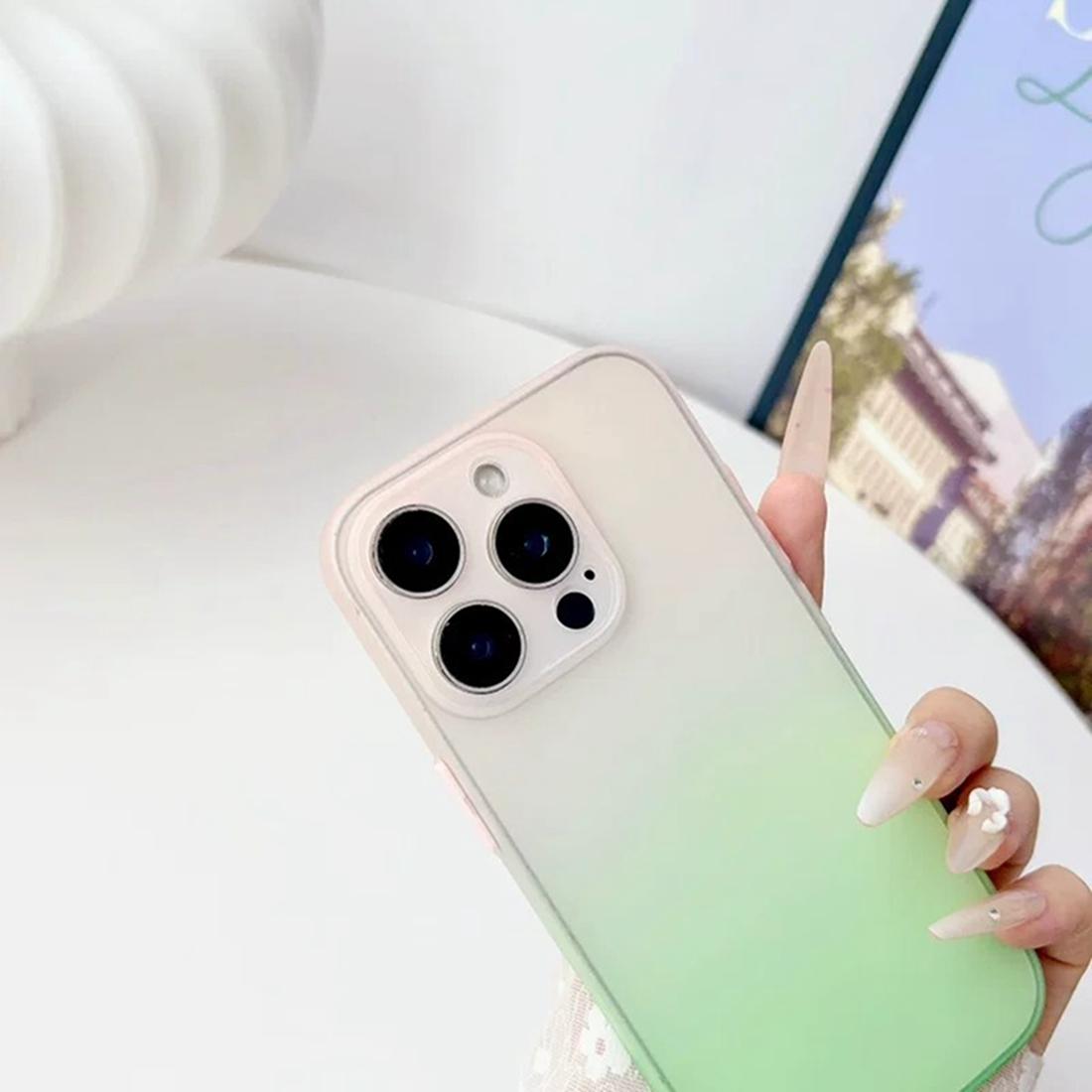 For iPhone 13 Pro Gradient Frosted TPU Full Coverage Phone Case - Blue Orange - EDA009740618C