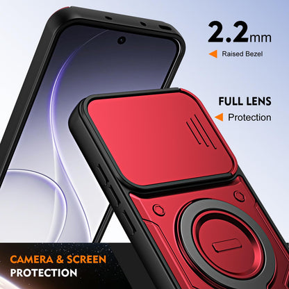 For OPPO Reno15 5G Global Ring Holder Lens Slide Cover Phone Case - Red - EDA009742702D
