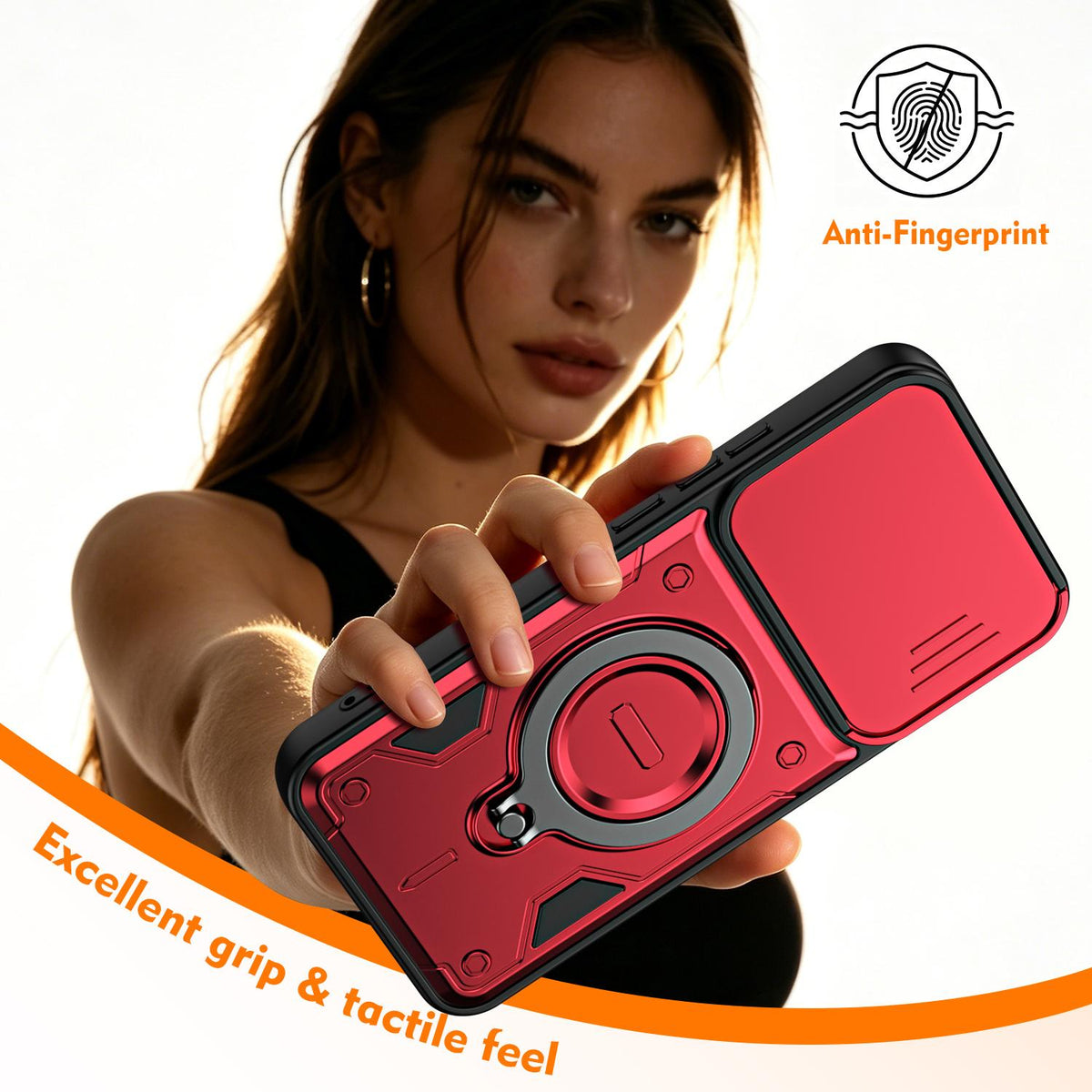 For OPPO Reno15 5G Global Ring Holder Lens Slide Cover Phone Case - Purple - EDA009742702E