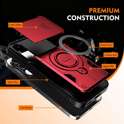 For vivo V70 FE 5G Ring Holder Lens Slide Cover Phone Case - Orange - EDA009742902A