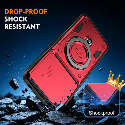 For vivo V70 FE 5G Ring Holder Lens Slide Cover Phone Case - Black - EDA009742902C