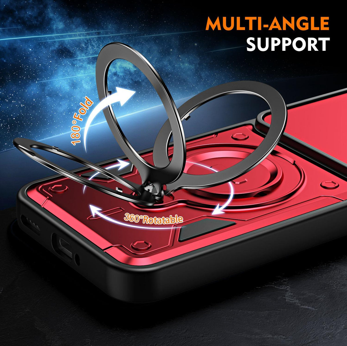 For vivo V70 FE 5G Ring Holder Lens Slide Cover Phone Case - Red - EDA009742902D