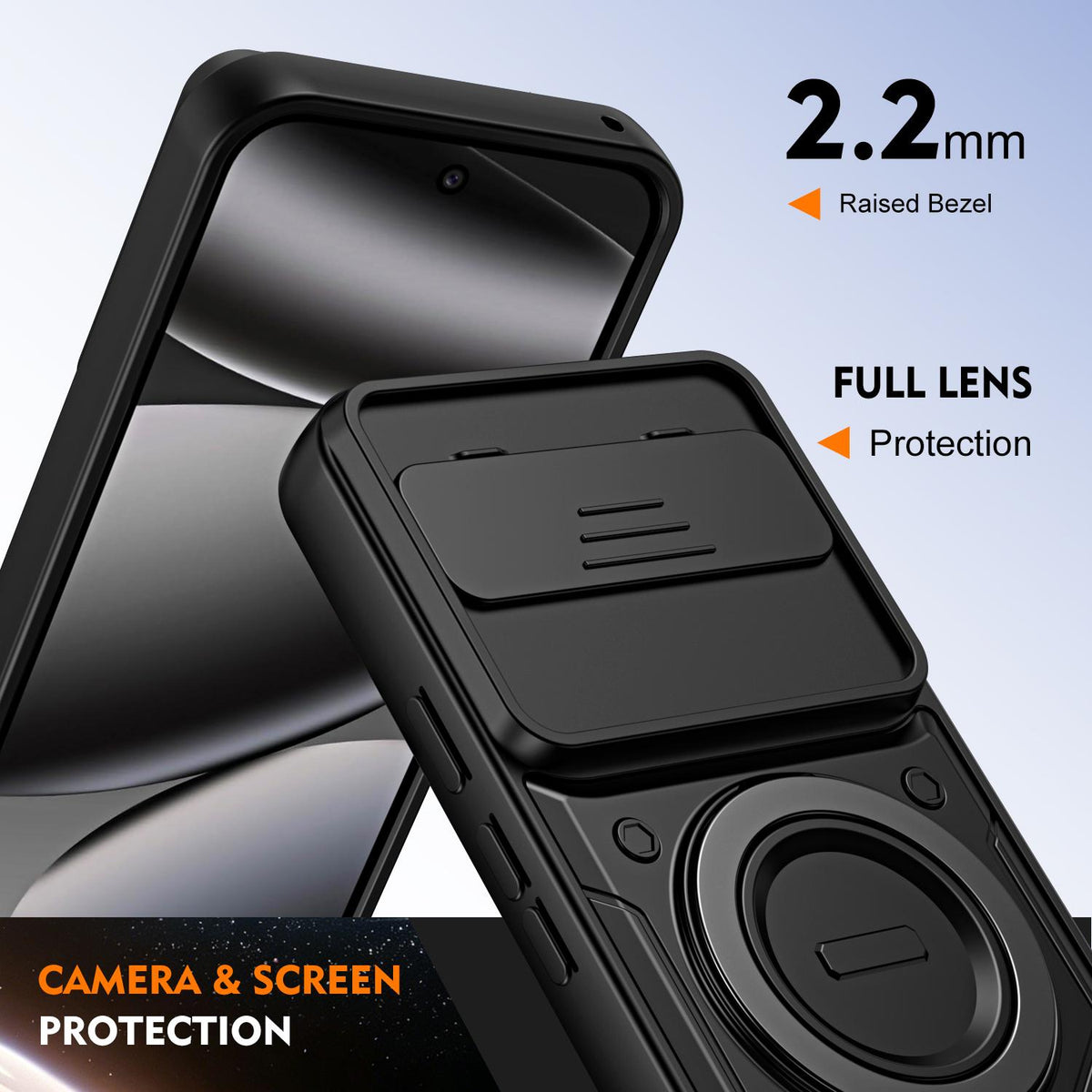 For Google Pixel 10 / 10 Pro Ring Holder Lens Slide Cover Phone Case - Red - EDA009743001D