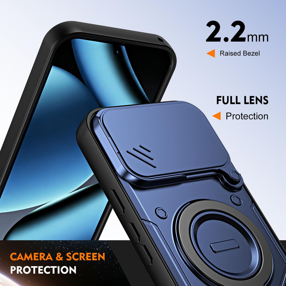 For Google Pixel 11 / 11 Pro Ring Holder Lens Slide Cover Phone Case - Red - EDA009743003D
