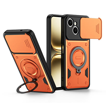 For Tecno Spark 40C Ring Holder Lens Slide Cover Phone Case - Orange - EDA009743307A