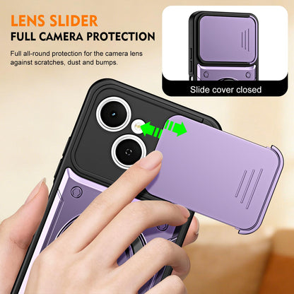 For Tecno Spark 40C Ring Holder Lens Slide Cover Phone Case - Purple - EDA009743307E