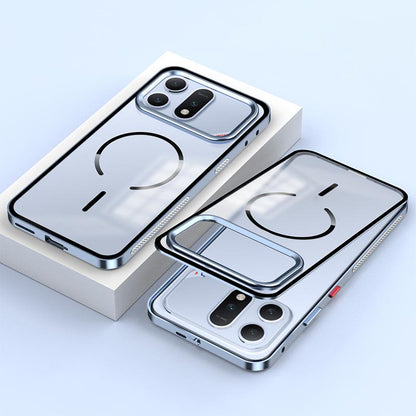 For Honor Win Turbo 5G Single-sided Snap Buckle Metal Frame Frosted MagSafe Phone Case - Sierra Blue - EDA009744102B