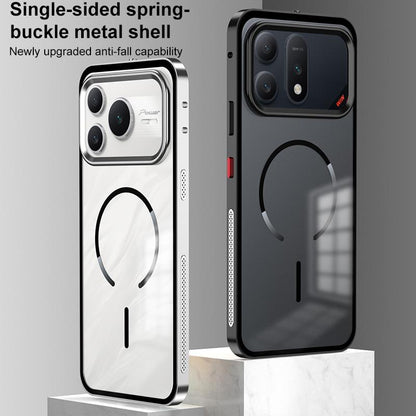 For Honor Win Turbo 5G Single-sided Snap Buckle Metal Frame Frosted MagSafe Phone Case - Sierra Blue - EDA009744102B