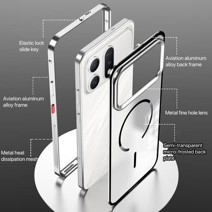 For Honor Win Turbo 5G Single-sided Snap Buckle Metal Frame Frosted MagSafe Phone Case - Black - EDA009744102C