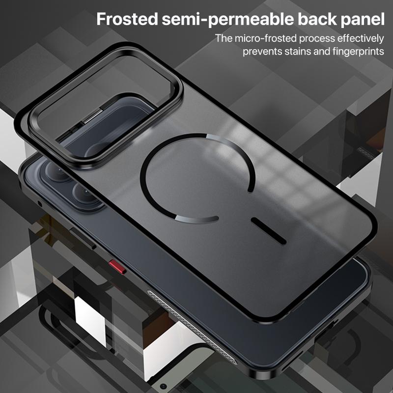 For Honor Win Turbo 5G Single-sided Snap Buckle Metal Frame Frosted MagSafe Phone Case - Black - EDA009744102C