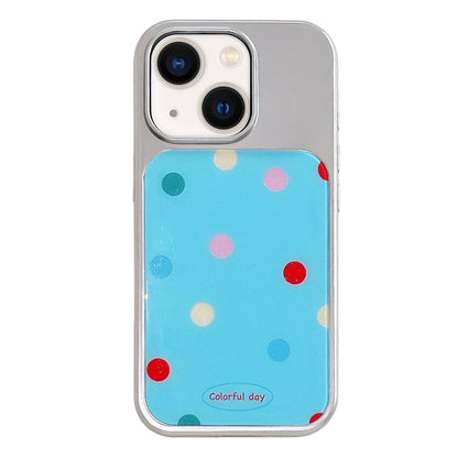 For iPhone 13 / 14 Electroplated Silver Frame Glitter Embossed Phone Case - Color Point - EDA009745001F