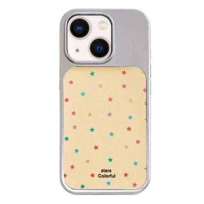 For iPhone 13 / 14 Electroplated Silver Frame Glitter Embossed Phone Case - Colorful Stars - EDA009745001I