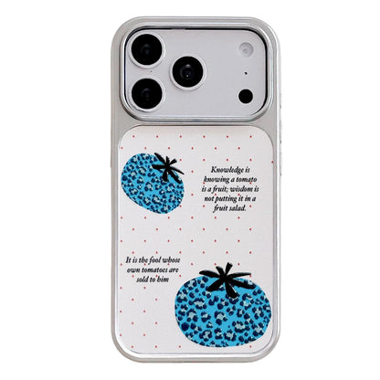 For iPhone 17 Pro Electroplated Silver Frame Glitter Embossed Phone Case - Leopard Tomato - EDA009745002A